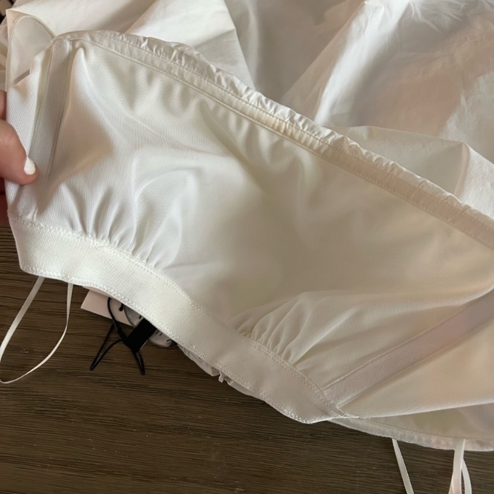 Theory LAUREEMA Off Shoulder BuildIn Bra Poplin White Top Ballon Puff Sleeve - Picture 11 of 16